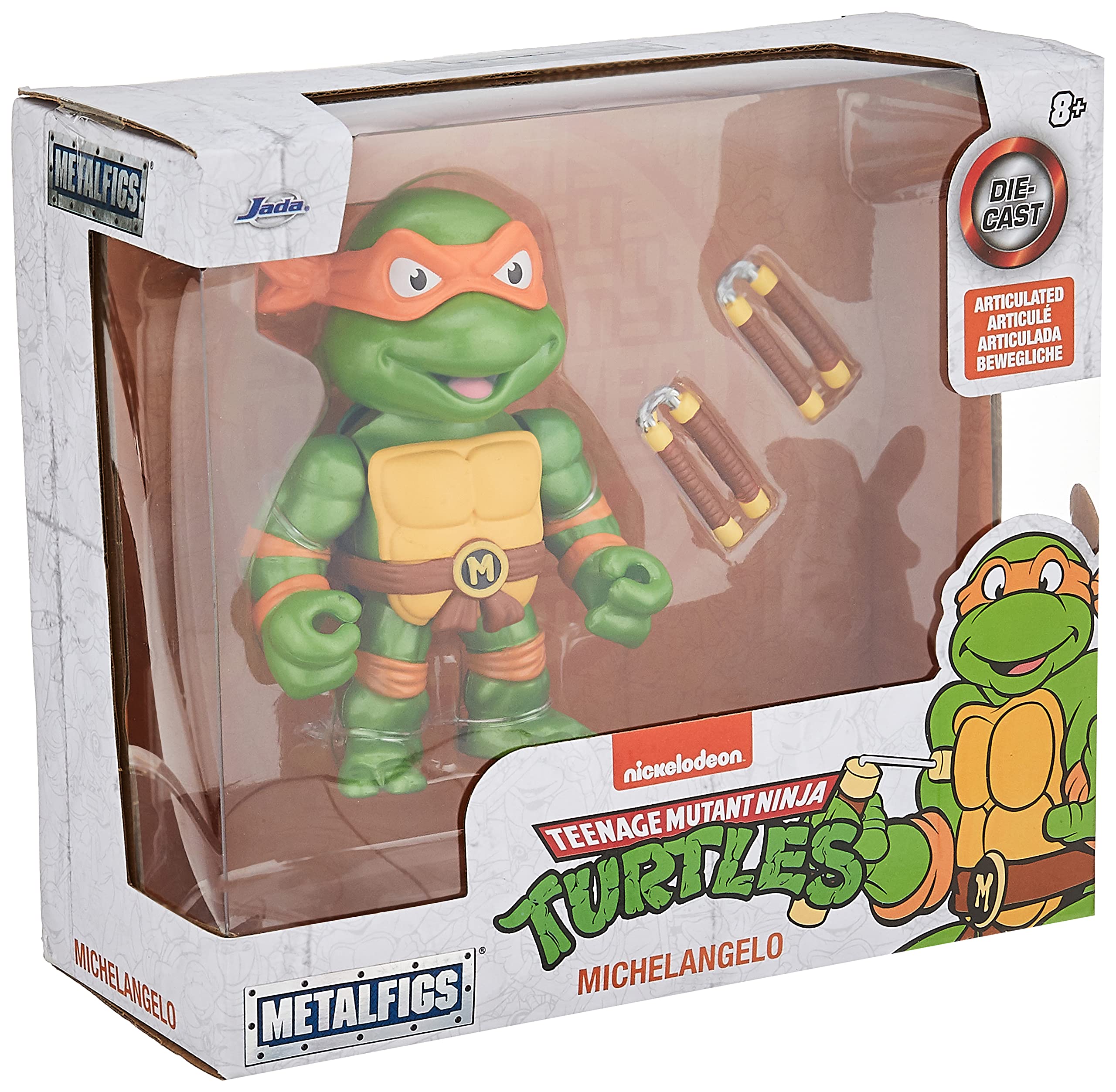 Jada Toys Teenage Mutant Ninja Turtles 4 Michelangelo Die-cast Figure, Toys for Kids and Adults, Orange, 31848