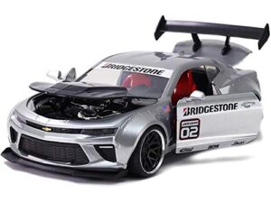 jada toys bigtime muscle 1:24 2016 chevy camaro ss widebody die-cast car silver, toys for kids and adults