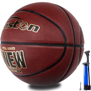 senston basketball 29.5" leather basketball outdoor indoor mens basketball ball official size 7 outdoor/indoor game basket ball