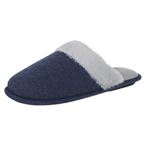 hanes womens superior comfort cotton on scuff with memory foam and anti-skid sole slipper, navy, medium us