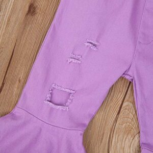 yuhappy Toddler Kid Baby Girls Denim Jeans Bell Bottom Flare Pants Leggings Trousers Special Two Layers Ruffle Pant (Purple,5-6X)