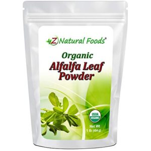 Z Natural Foods Organic Alfalfa Leaf Powder - Made in USA - Green Superfood Supplement for Drinks, Tea, Shakes, Smoothies Recipes - Raw, Vegan, Gluten Free, Non GMO, Kosher - 1 lb