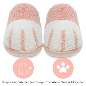 SINNO Women's Cute Animal Winter Warm Memory Foam House, Soft Cozy Non-Slip Slip-on Indoor Outdoor Creative Gifts Girlfriend Slippers, Pink, 9-10 Women/7-8 Men