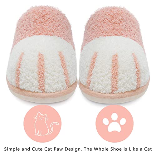 SINNO Women's Cute Animal Winter Warm Memory Foam House, Soft Cozy Non-Slip Slip-on Indoor Outdoor Creative Gifts Girlfriend Slippers, Pink, 9-10 Women/7-8 Men