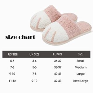 SINNO Women's Cute Animal Winter Warm Memory Foam House, Soft Cozy Non-Slip Slip-on Indoor Outdoor Creative Gifts Girlfriend Slippers, Pink, 9-10 Women/7-8 Men