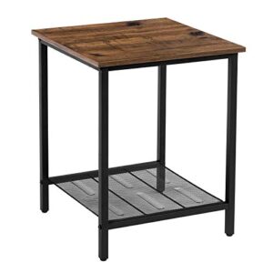 vasagle end table，2-tier nightstands side table night stand bedside desk for small space in living room, bedroom, , steel frame, easy assembly, 1 pack, chestnut brown and black, ulet202b07