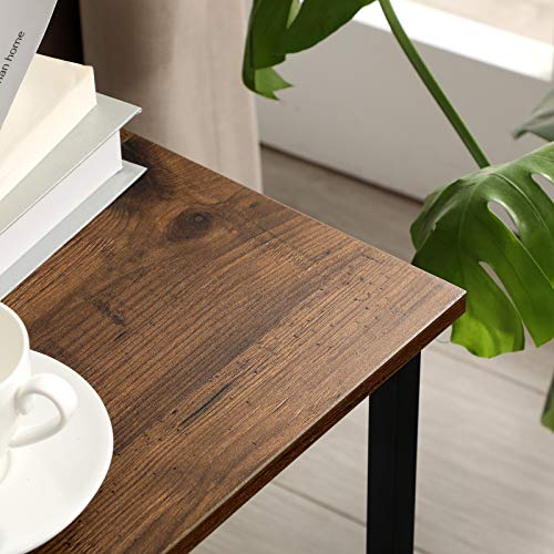 VASAGLE End Table，2-Tier Nightstands Side Table Night Stand Bedside Desk for Small Space in Living Room, Bedroom, , Steel Frame, Easy Assembly, 1 Pack, Chestnut Brown and Black, ULET202B07