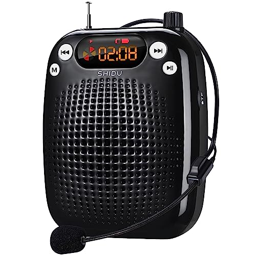 SHIDU Voice Amplifier with Portable Microphone Rechargeable Loudspeaker, Megaphone Speaker, Lightweight Microphone Classroom Must Haves Support TF Card FM for Teaching and Meeting