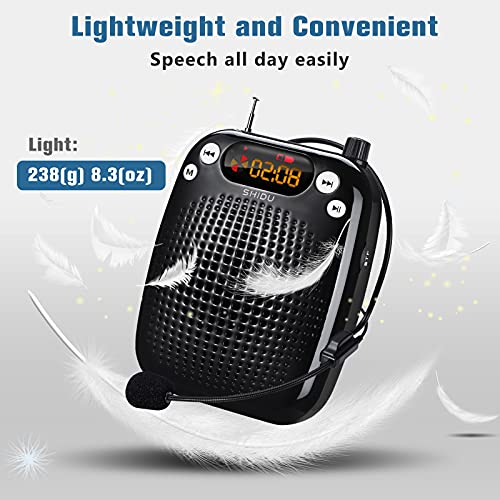 SHIDU Voice Amplifier with Portable Microphone Rechargeable Loudspeaker, Megaphone Speaker, Lightweight Microphone Classroom Must Haves Support TF Card FM for Teaching and Meeting