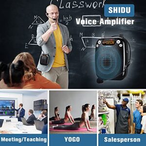 SHIDU Voice Amplifier with Portable Microphone Rechargeable Loudspeaker, Megaphone Speaker, Lightweight Microphone Classroom Must Haves Support TF Card FM for Teaching and Meeting