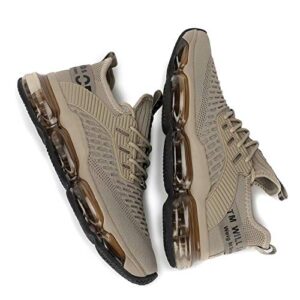 Kapsen Mens Running Shoes Air Cushion Tennis Walking Sneakers Casual Sport Gym Jogging Beige 6.5