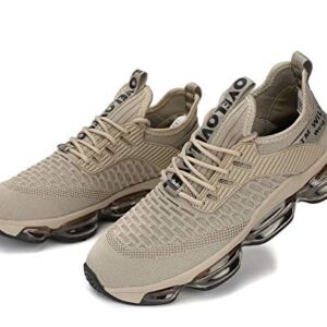 Kapsen Mens Running Shoes Air Cushion Tennis Walking Sneakers Casual Sport Gym Jogging Beige 6.5