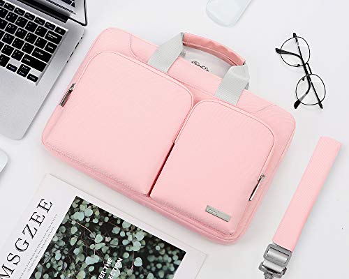 Lacdo Laptop Bag for Women, Laptop Shoulder Bag Sleeve Case for 13 inch New MacBook Air M2 A2681 M1 A2337 A2179 A1932 | 13 inch New MacBook Pro M2 M1 A2338 A2251 A2289 A2159 | 12.9" New iPad Pro, Pink