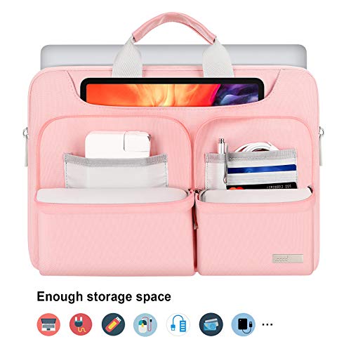 Lacdo Laptop Bag for Women, Laptop Shoulder Bag Sleeve Case for 13 inch New MacBook Air M2 A2681 M1 A2337 A2179 A1932 | 13 inch New MacBook Pro M2 M1 A2338 A2251 A2289 A2159 | 12.9" New iPad Pro, Pink