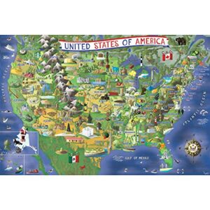 USA Map Puzzle 1000 Piece for Adults, United States of America, Patriotic Jigsaw Puzzle & Bonus Fact Poster by A2PLAY, Premium Materials, 27.5 x 19.7 in