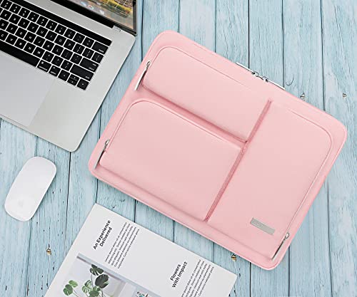 Lacdo Laptop Sleeve for Women, Laptop Sleeve Case for 13 inch New MacBook Air M2 A2681 M1 A2337 A2179 A1932, 13" New MacBook Pro M2 M1 A2338 A2251 A2289 A2159, 12.9" New iPad Pro Computer Bag, Peach