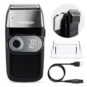 electric foil and bald shavers 2 in 1 double shaver for men blade and popup beard trimmer with rechargeable 2 head 3 adjustable speeds beard shaver by pritech