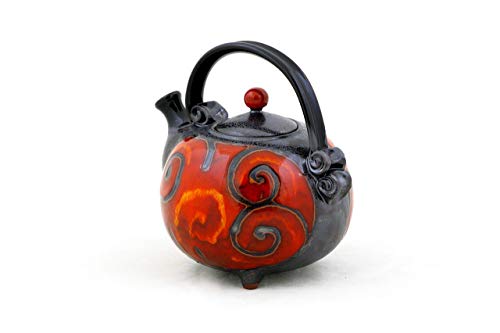 Handmade Pottery Teapot, Red and Black Serving Teapot, Stoneware Teapot, Kitchen decor, Handmade teapot, Pottery kettle, Tri Ushi