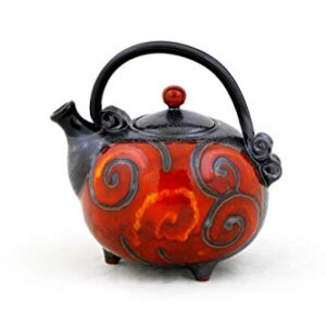 Handmade Pottery Teapot, Red and Black Serving Teapot, Stoneware Teapot, Kitchen decor, Handmade teapot, Pottery kettle, Tri Ushi