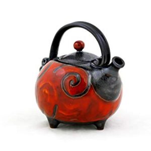 Handmade Pottery Teapot, Red and Black Serving Teapot, Stoneware Teapot, Kitchen decor, Handmade teapot, Pottery kettle, Tri Ushi