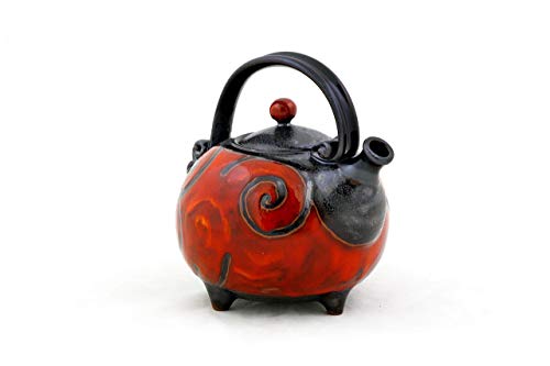 Handmade Pottery Teapot, Red and Black Serving Teapot, Stoneware Teapot, Kitchen decor, Handmade teapot, Pottery kettle, Tri Ushi