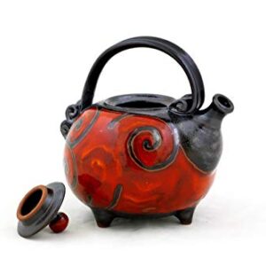 Handmade Pottery Teapot, Red and Black Serving Teapot, Stoneware Teapot, Kitchen decor, Handmade teapot, Pottery kettle, Tri Ushi