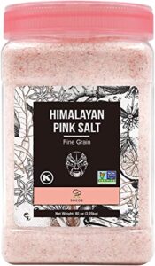soeos himalayan salt fine grain, 80oz (2.25kg), non-gmo himalayan salt, natural pink salt, kosher pink sea salt, nutrient and mineral dense for health, 5 pound (pack of 1)