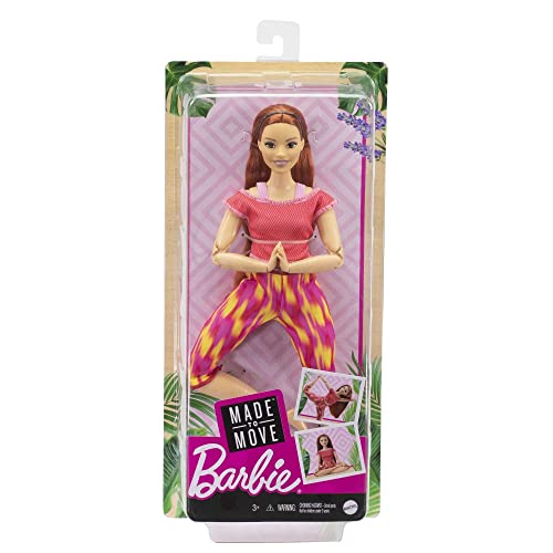 Barbie Made to Move Doll, Curvy, with 22 Flexible Joints & Long Straight Red Hair Wearing Athleisure-wear for Kids 3 to 7 Years Old