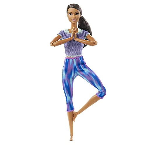 Barbie Made to Move Doll with 22 Flexible Joints & Curly Brunette Ponytail Wearing Athleisure-wear for Kids 3 to 7 Years Old