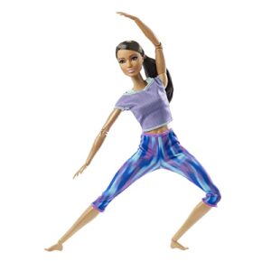 Barbie Made to Move Doll with 22 Flexible Joints & Curly Brunette Ponytail Wearing Athleisure-wear for Kids 3 to 7 Years Old