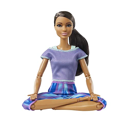 Barbie Made to Move Doll with 22 Flexible Joints & Curly Brunette Ponytail Wearing Athleisure-wear for Kids 3 to 7 Years Old