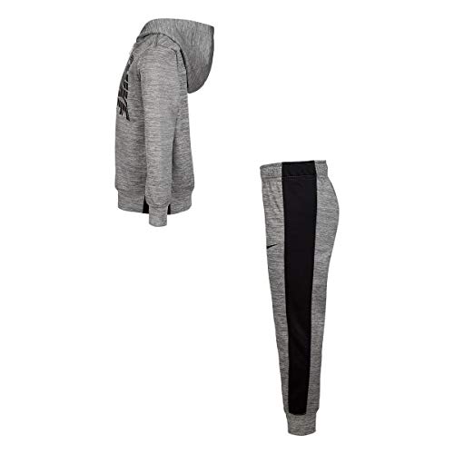 Nike Boy`s Therma Full Zip Hoodie & Pants 2 Piece Set (Grey Heather(86G806-G9Y)/Black, 4)