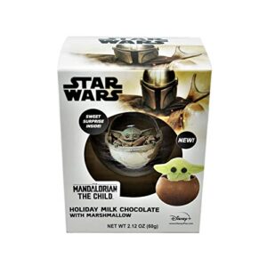 star wars the mandalorian holiday chocolate ball filled with surprise the child marshmallow treat, 2.12 ounce