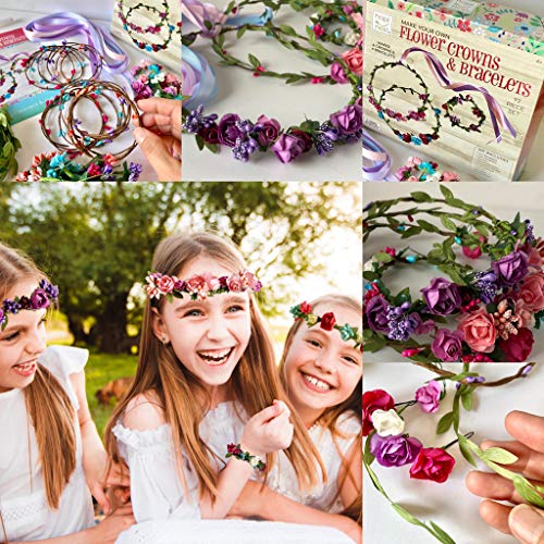 Hapinest Make Your Own Flower Crowns and Bracelets Craft Kit for Girls Gifts Ages 6 7 8 9 10 Years Old and Up