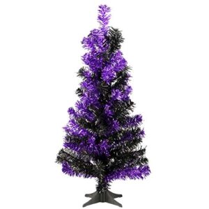 national tree company tinsel tree, black, purple, halloween collection, 24 in