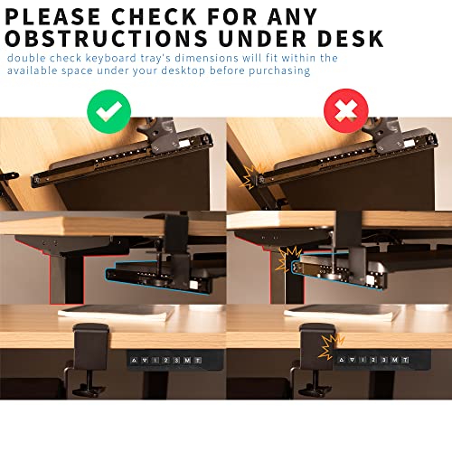 VIVO Large Height Adjustable Under Desk Keyboard Tray, C-clamp Mount System, 27 (33 Including Clamps) x 11 inch Slide-Out Platform Computer Drawer for Typing, Black, MOUNT-KB05HB