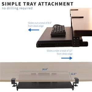 VIVO Large Height Adjustable Under Desk Keyboard Tray, C-clamp Mount System, 27 (33 Including Clamps) x 11 inch Slide-Out Platform Computer Drawer for Typing, Black, MOUNT-KB05HB