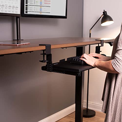 VIVO Large Height Adjustable Under Desk Keyboard Tray, C-clamp Mount System, 27 (33 Including Clamps) x 11 inch Slide-Out Platform Computer Drawer for Typing, Black, MOUNT-KB05HB