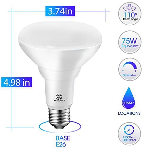 Energetic 12-Pack BR30 LED Recessed Light Bulb, 11W=75W, 2700K Soft White, 900LM, Dimmable Ceiling Flood Light Bulb for Cans, CRI85+, UL Listed