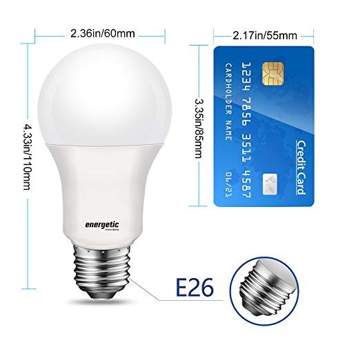 Energetic 75W Equivalent A19 LED Light Bulb, Warm White 3000K, 1200 Lumens, UL Listed, E26 Standard Base, Non-Dimmable LED Light Bulb, 4 Pack