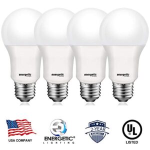 Energetic 75W Equivalent A19 LED Light Bulb, Warm White 3000K, 1200 Lumens, UL Listed, E26 Standard Base, Non-Dimmable LED Light Bulb, 4 Pack