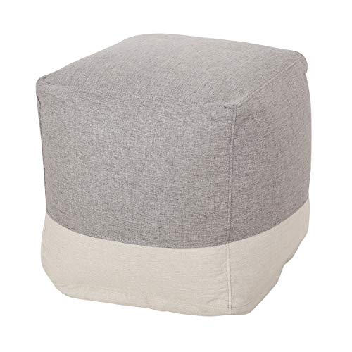 Christopher Knight Home Tattnall Contemporary Two Tone Fabric Cube Pouf, Gray, Beige