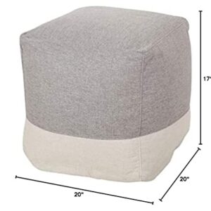 Christopher Knight Home Tattnall Contemporary Two Tone Fabric Cube Pouf, Gray, Beige