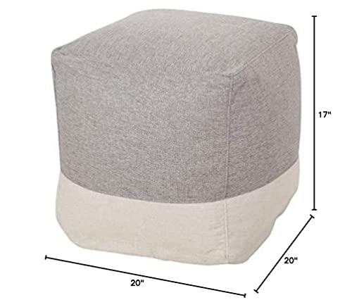 Christopher Knight Home Tattnall Contemporary Two Tone Fabric Cube Pouf, Gray, Beige