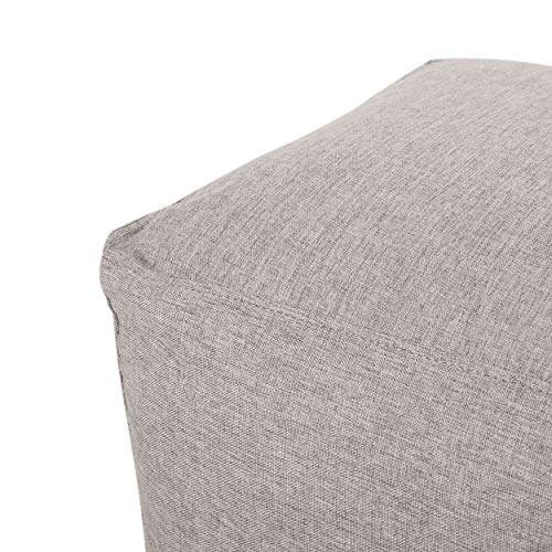 Christopher Knight Home Tattnall Contemporary Two Tone Fabric Cube Pouf, Gray, Beige