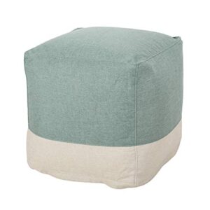 christopher knight home tattnall contemporary two tone fabric cube pouf, teal, beige