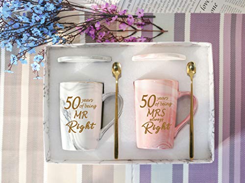 50th Wedding Anniversary Coffee Mugs 50th Wedding Mugs 50 Year Parents Anniversary Mugs 50th Anniversary Mugs for Couple Her Husband Wife Parents Golden Anniversary Mugs for Parents Mugs 14 Ounce