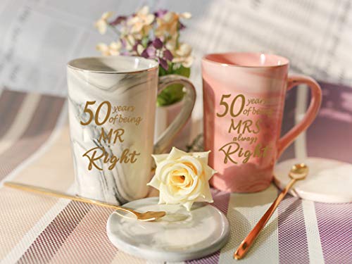 50th Wedding Anniversary Coffee Mugs 50th Wedding Mugs 50 Year Parents Anniversary Mugs 50th Anniversary Mugs for Couple Her Husband Wife Parents Golden Anniversary Mugs for Parents Mugs 14 Ounce