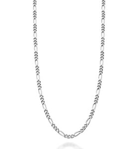 miabella solid 925 sterling silver italian 2.3mm diamond-cut figaro link chain necklace for women men, made in italy (length 20 inches)