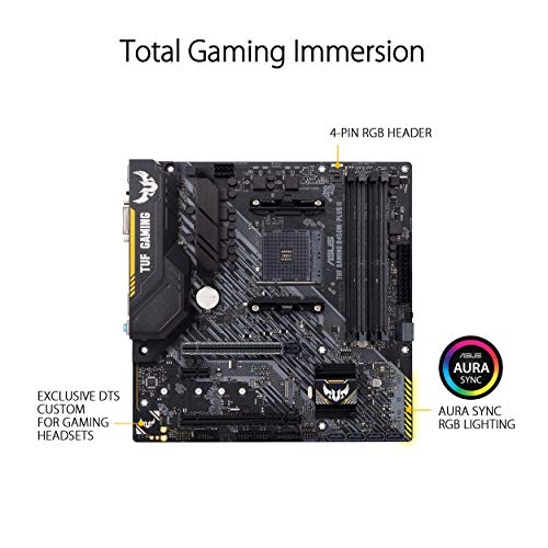 ASUS TUF Gaming B450M-PLUS II AMD AM4 (Ryzen 5000, 3rd Gen Ryzen microATX Gaming Motherboard (DDR4 4400(O.C.), USB 3.2 Gen 2 Type-A, BIOS Flashback, 256Mb BIOS Flash ROM, AI Noise Cancelling Mic